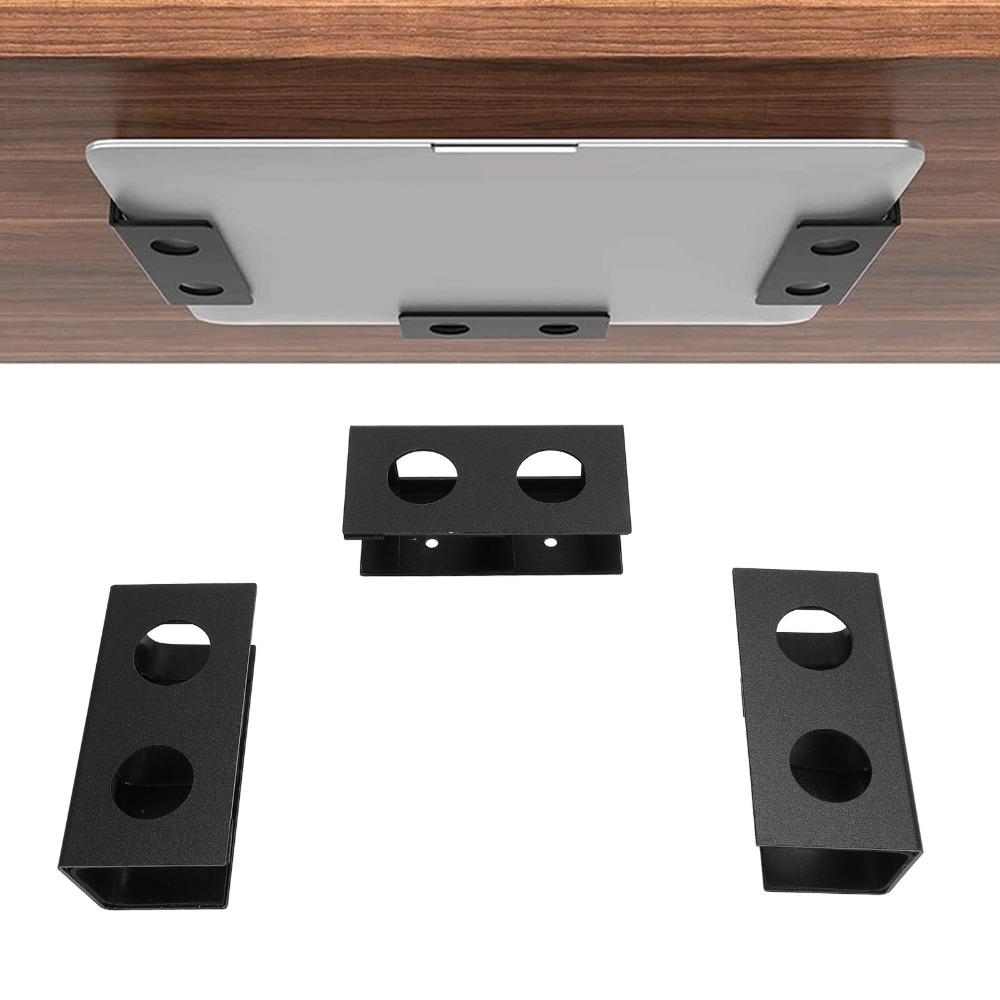 3pcs Space Saving Under Desk Shelf Black Under Desk Device Holder Laptop Mount Desks Organization