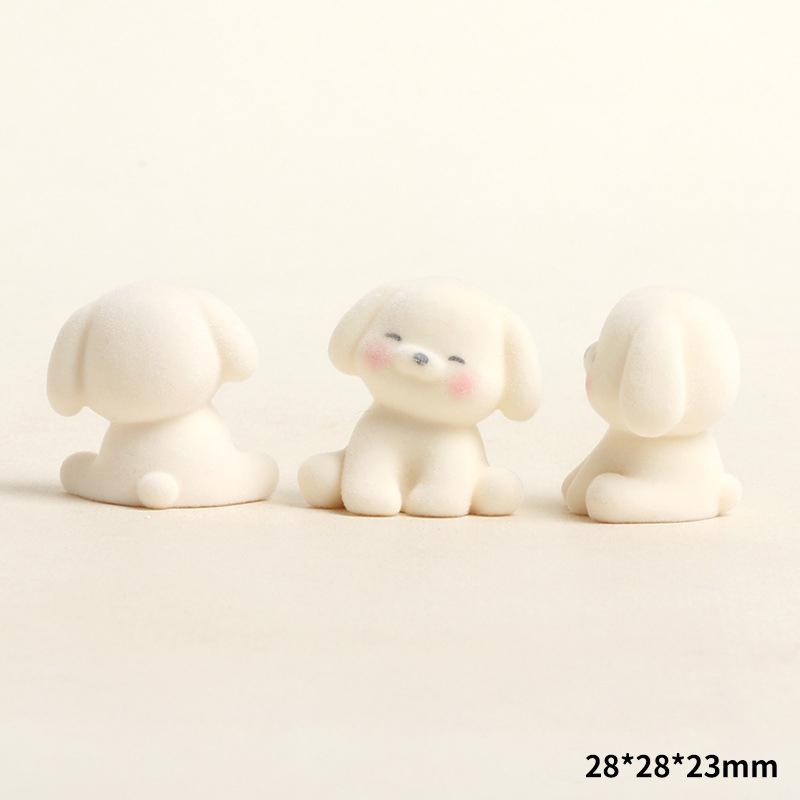 

3D Флок Маленькая Собака Милая Смоляная Фигурка Щенка Мини Мультяшная Собака Настольное Украшение Креативные Маленькие Автомобильные Украшения