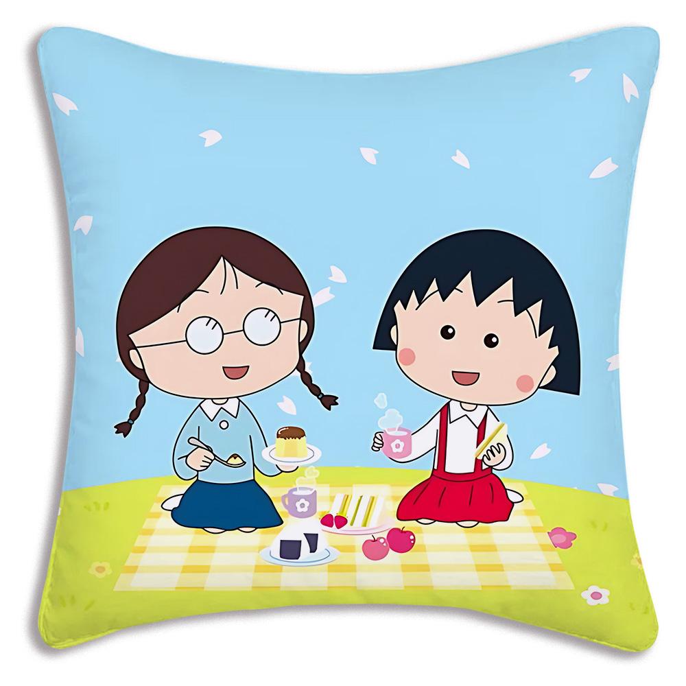 Anime Chibi M-Maruko-chanS Povlaky na polštáře Kreslený Dekorativní na pohovku Domácí Oboustranný tisk Krátký plyš Roztomilý povlak na polštář