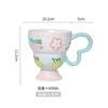 Hand-Painted Relief Goblet Household Ceramic Cup Drinking Cup Coffee Cup Cute Milk Oat Cup