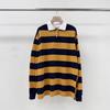 Mizqz Unisex Stripe Oversized Long Sleeve Rugby Polo