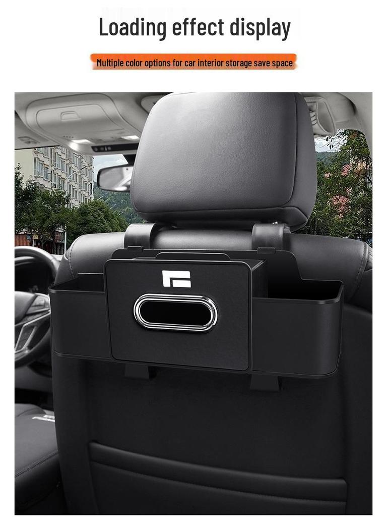 Jishi 01 Sitzrücken-Organizer für das Auto: Aufbewahrungsbox, Getränkehalter, Taschentuchspender, Handyhalter.