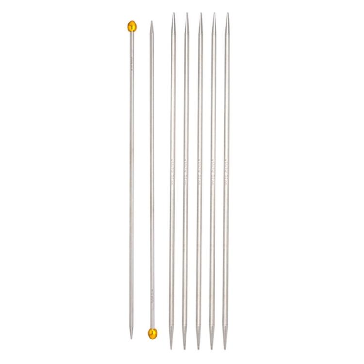 7Pcs Double Pointed and Single Pointed Knitting Needle Set Long Stainless Steel Straight Knitting Needle for Knitting