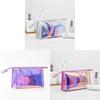 Modern Minimalist Pvc Travel Makeup Organizer With Glitter Effect For Women