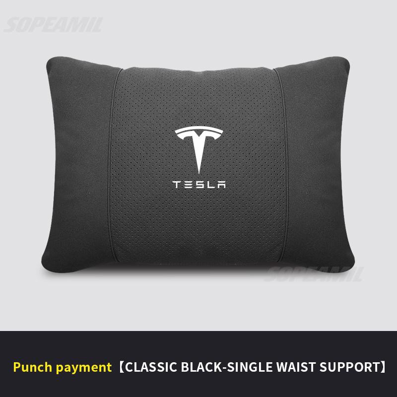 DTDIB1 Tesla Model 3 Model Y Model S Model X Suede Car Headrest Neck Support Seat Lumbar cushion Breathable Soft Neck Pillow Waist pad