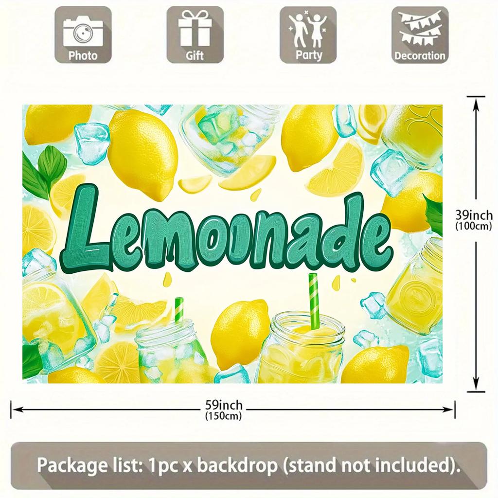 Una vivace decorazione per stand di limonata con un telo di sfondo è perfetta per scattare foto di feste di vacanza e banner per feste