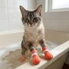 4PCS Soft Silicone Cat Bath Wash Boots Adjustable Pet Cat Shoes Cat Foot Cover  Bathing