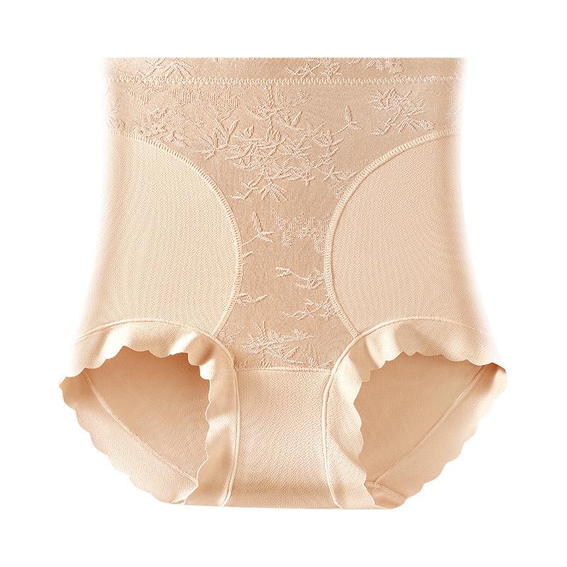 Large Size Women Light Luxury Three Dimensional Embroidery High Waist Hips Shaping Belly Without A Mark Underwear