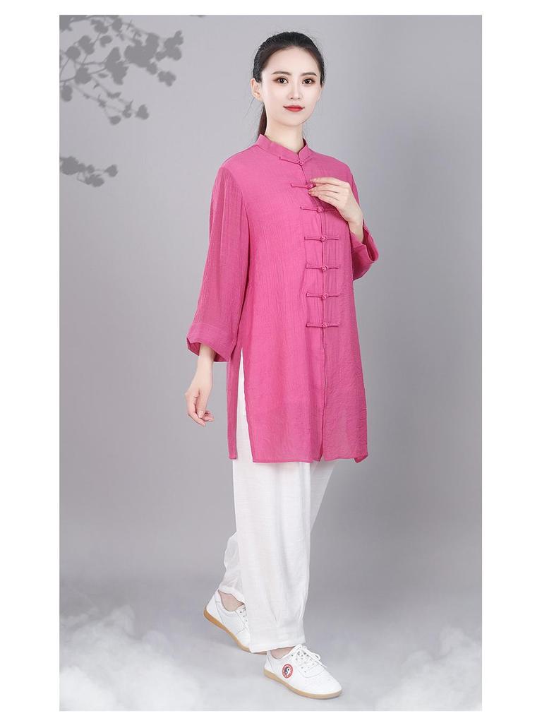Women's Summer Linen Tai Chi Suit - Chinese Style Martial Arts Practice Uniform