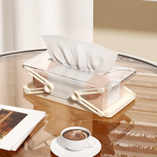 Clear Tissue Box Holder Spring-loaded Tissue Dispenser Transparent Desktop Tissue Box Cover for Home Office Bathroom Car