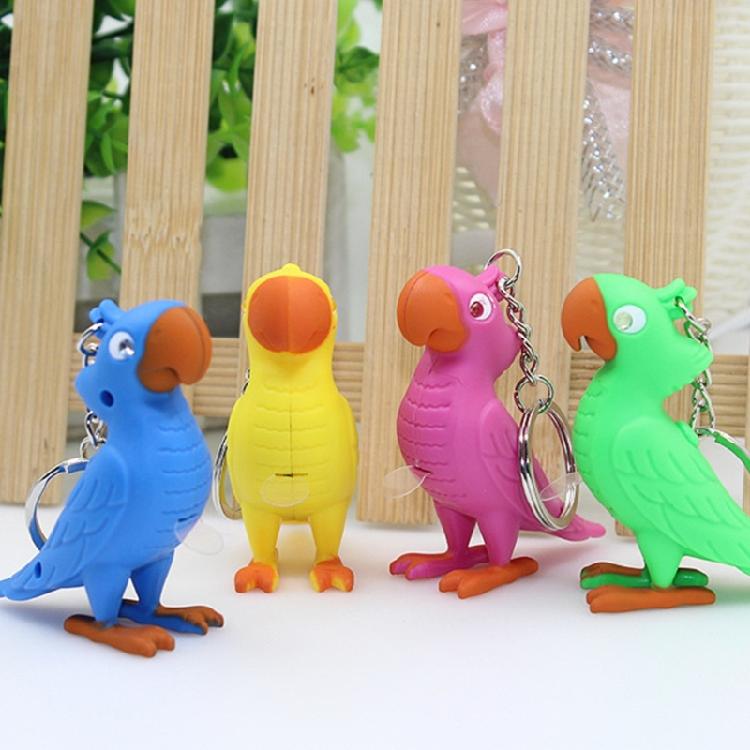 LED Illuminated Parrot Keychain With Animal Sound Effects And Compact Design Unique Key Rings Accessory