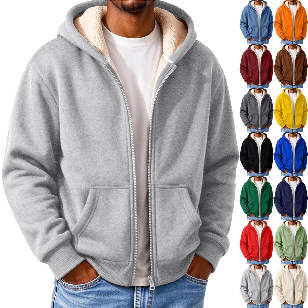 Herren Kapuzenjacke, Warm gefüttert, Reißverschluss Sweatshirt für Jugendliche