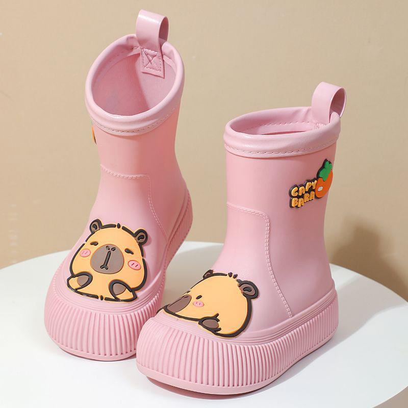 Kinder-Capybara-Gummistiefel: Süß, Wasserdicht, Rutschfest, Niedriger/Mittlerer Schaft, Warm