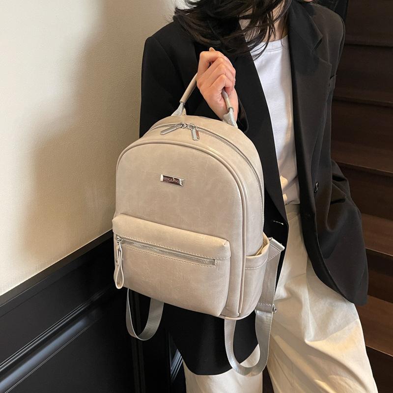 Silver Backpack 2025 New Female College Student School Bag To Work Commuter Backpack Large Capacity Shoulder Bag