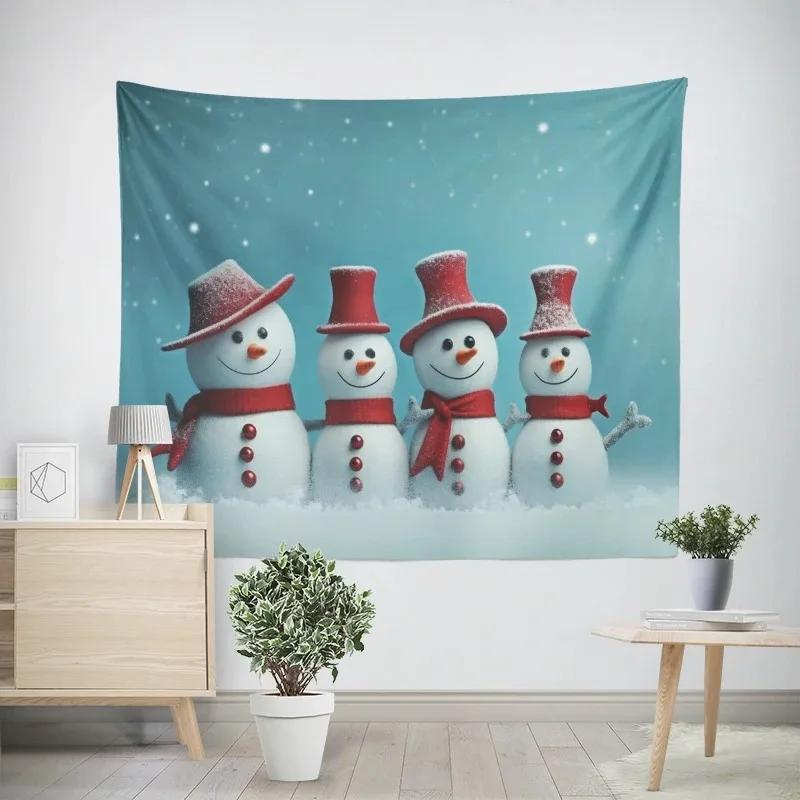 Christmas New Year Snowman Pattern Tapestry Living Room Sofa Home Decor Tapestry