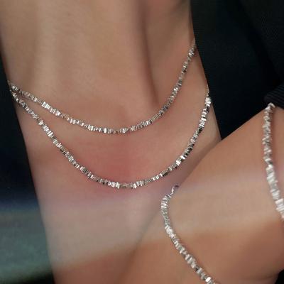 Small Pieces of Silver Necklace Women's Summer S925 Sterling Silver Necklace Women's Advanced Design Sense Niche Clavicle Chain