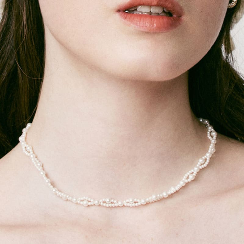 

VINTAGE HOLLYWOOD Vine Beads Necklace_VH2435NE011M White