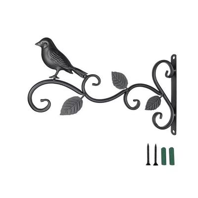 Schwarze Hänge-Blumenkorb-Halterungen Eisen Schmetterling Vogelmuster Wandmontierter Pflanzenhänger Balkon Terrasse Veranda