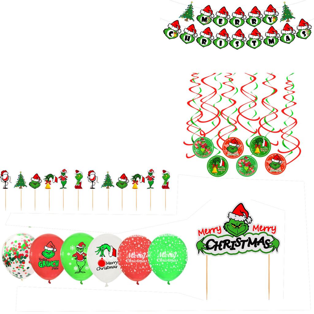 Christmas Balloons Garland Arch Kit Red Green Latex Balloons Banners Cake Topper For Xmas Birthday Party Decorations