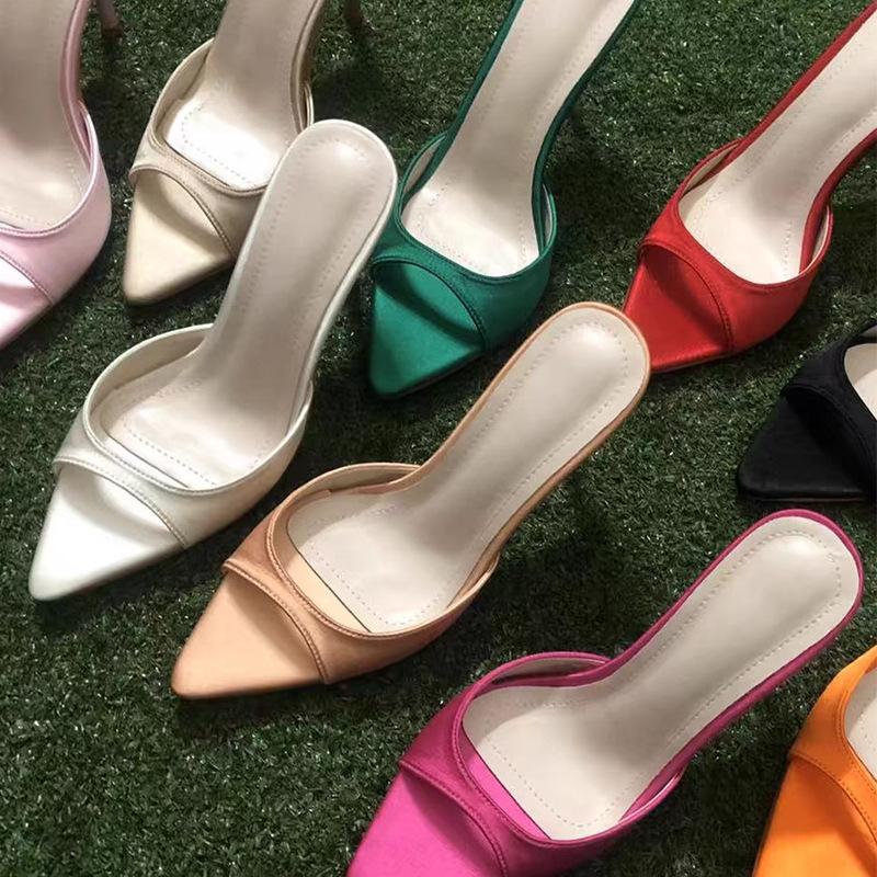Pointed Women'S Shoes One-Word Stiletto Super High Heel Fashion Sexy Temperament Large Size Slippers