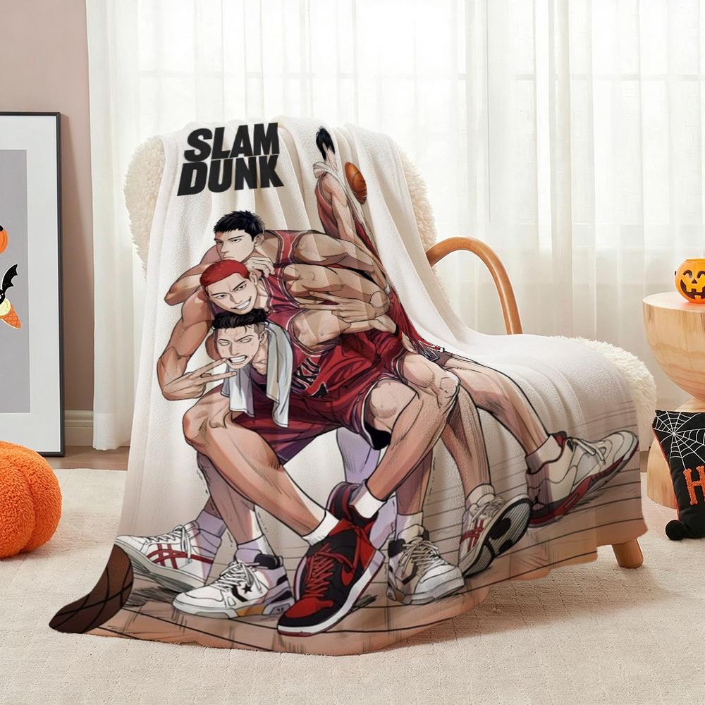 Slam Dunk Anime Basketball Heroes Pattern Flannel Blanket Machine Washable Fleece Blanket For Camping Picnic Home Party Decor New Year Gift