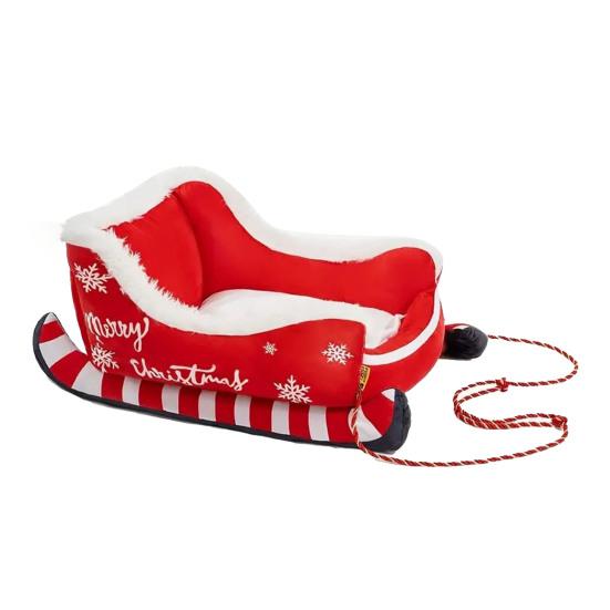

Рождественские сани Лежанка для питомца Забавная пушистая лежанка для собаки в виде саней Санты Съемный плюшевый диван-кровать для питомца с нескользящим основанием для кошек собак Праздничный декор S