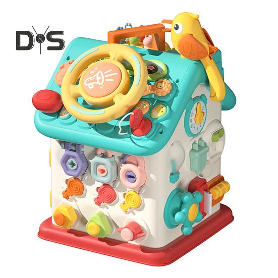 

Шестигранный игровой домик для малышей со светодиодной подсветкой, многофункциональный кубик для развития сенсорных навыков у детей, обучающий дошкольный игровой домик разноцветный