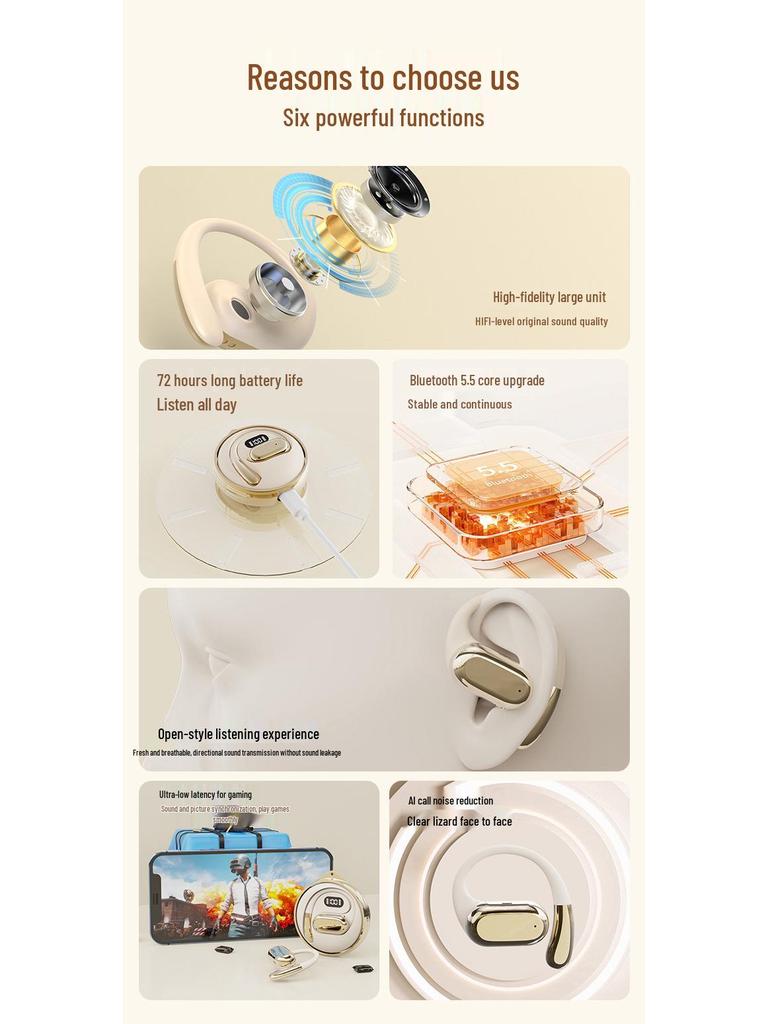 Ear-hook Bluetooth Earphones: Comfortable, Long-lasting, Noise-cancelling, In-ear Design with Excellent Sound Quality and Extended Battery Life.