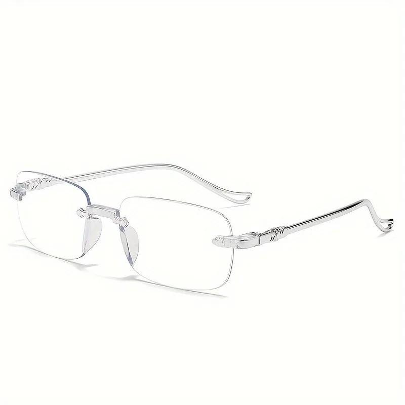 8PCS Elegant Rimless Reading Glasses for Men and Women Rectangular Frame Shape with Anti-Blue Light Polycarbonate Lenses