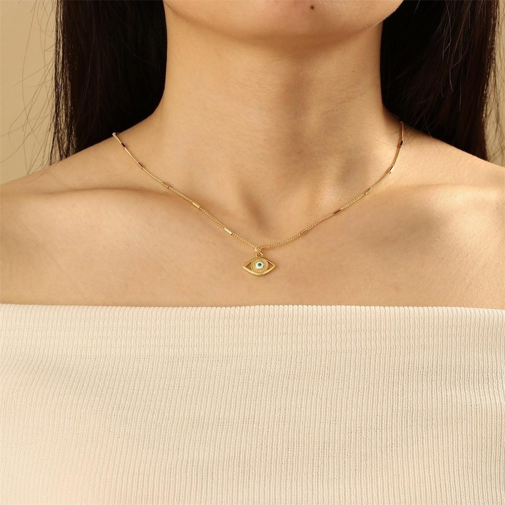 Copper Gold Plated Demon Eye Necklace Vintage Eyeball Neck Chain Devil's Eye Necklace  Party Favors