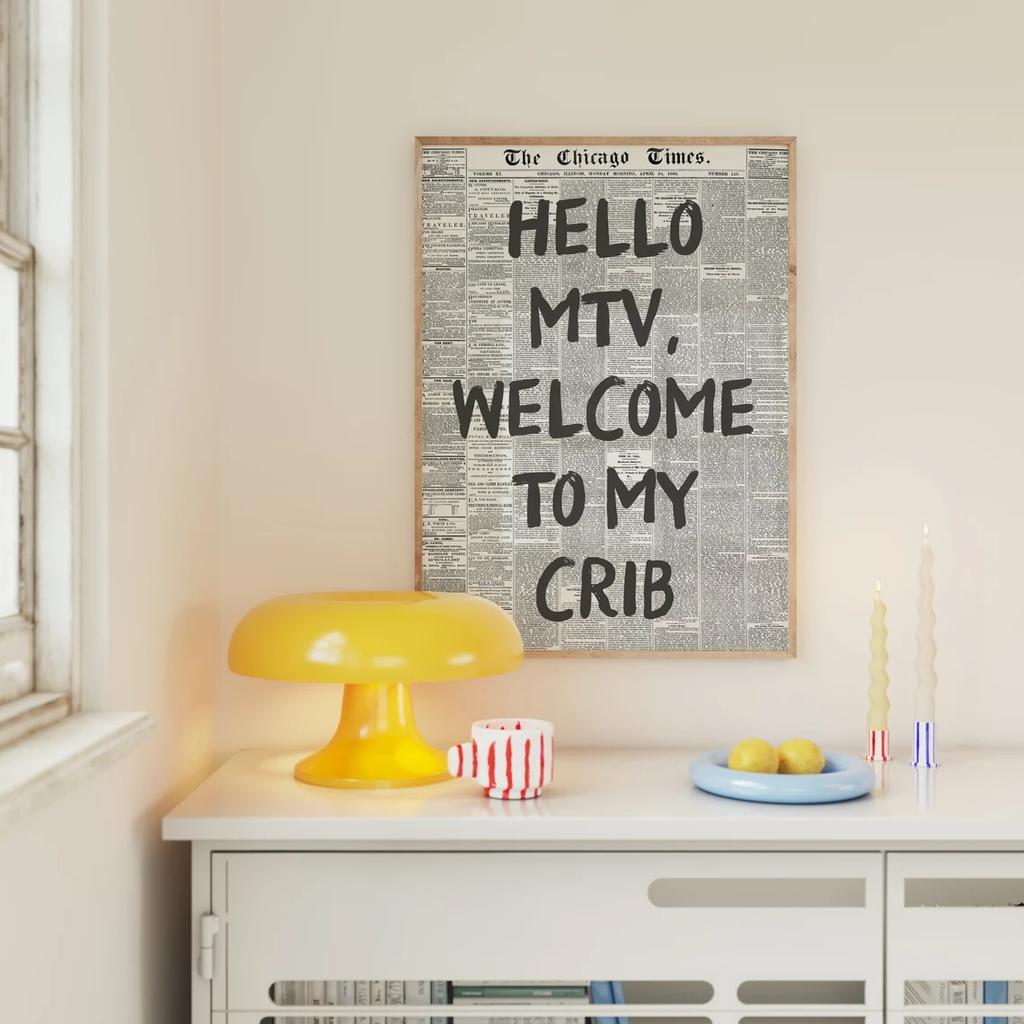 Hallo MTV Willkommen In Meinem Zuhause Mode Wandkunst Drucke Leinwand Malerei Poster Bild Für Wohnzimmer Schlafzimmer Kinderzimmer Heimdekoration