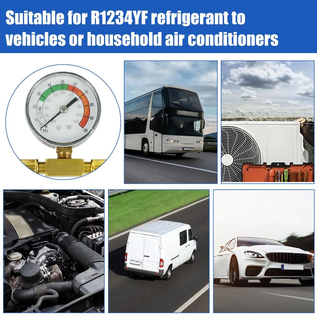 Refrigerant Charge Hose R1234YF Car Conditioning Self-Sealing Recharge Hose with Gauge 1/2 Acme Thread Low Side Quick Coupler