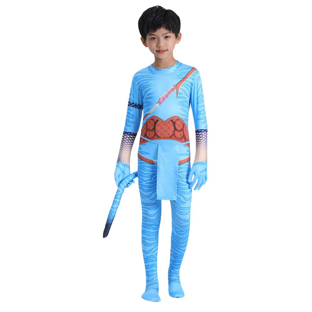 Avatar Cosplay Kostuum Kinderen Jongens Meisje Bobysuit Jumpsuit Alien The Way of Water Strakke Vermomming Halloween Feestpak L140&Avatar Cosplay blue