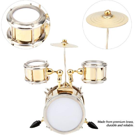 Miniature Drum with Case, Miniature Musical Instrument Model Replica Drum Set Mini Drum Miniature Dollhouse Model Ornament Drummer Gift Music Room