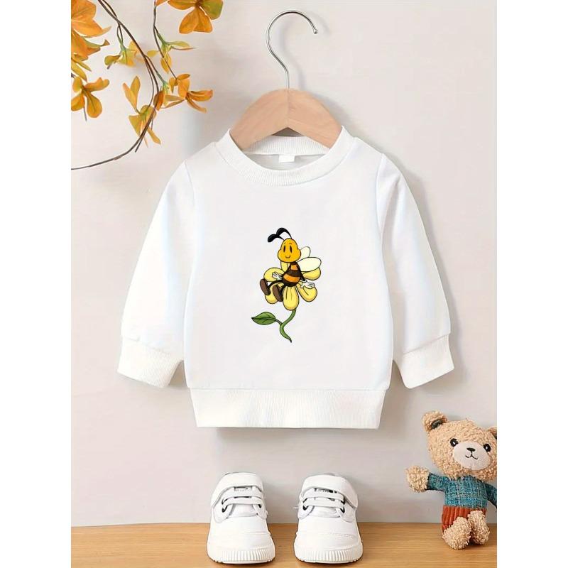 Minimally Printed Pattern, Comfortable and Skin Friendly for 0-3 Year Old Baby Girls, Versatile Baby Round Neck Hoodie 110 белый