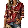 Women's Casual Halloween Printed V-Neck T-Shirt for Festive Occasions and Everyday Wear
