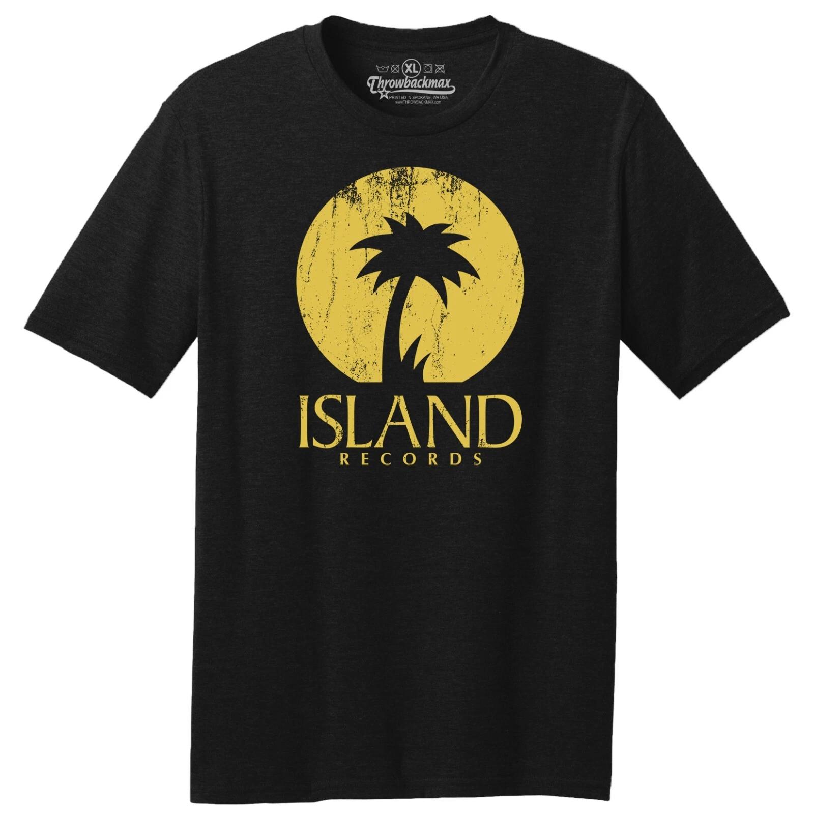 

Throwbackmax Island Record Label Classic Cut, Premium Tri-Blend Black T shirt 3XL