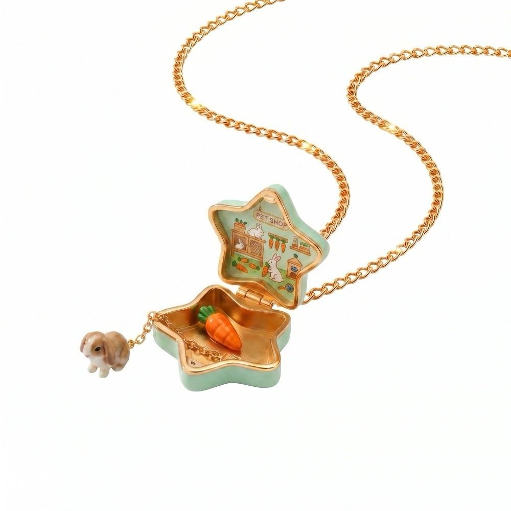 Oil Coating Openable Pendant Necklace Enamel Craft Enamel Dog Necklace Teen Girls Jewelry