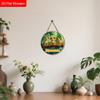 Russian Wooden Welcome Sign with Tree Frog Pattern, Unique Round Sign for Front Door, Wall Hanging Decor, Ideal Gift for Friend & Family