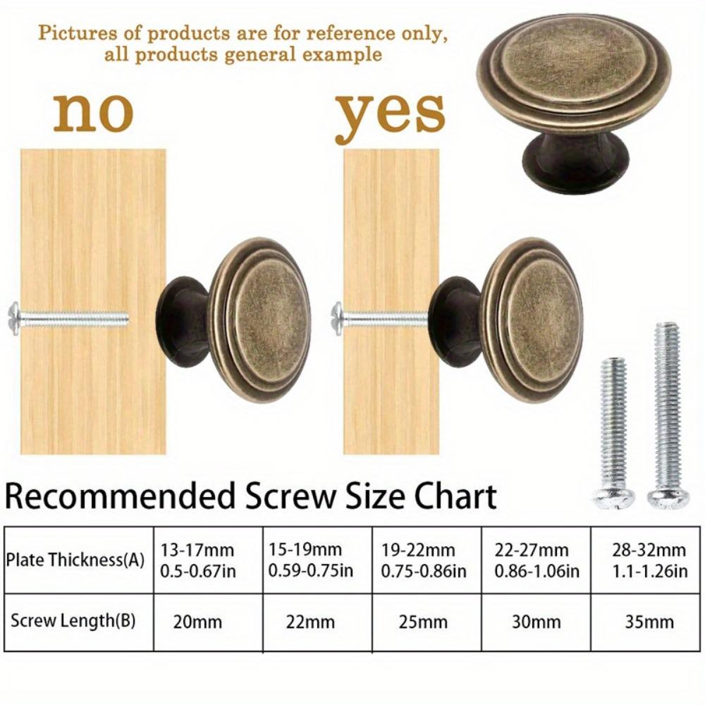 8pcs Zinc Alloy Material Cabinet Knobs, 1.20*0.82 Inches,  Hardware Round Pull Tool for Kitchen Cabinet and Drawer Dresser Knobs with Two Size Screws