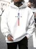 Men's Paris Print Long Sleeve Hooded Sweatshirt - Casual Autumn/Winter Fashion Pullover