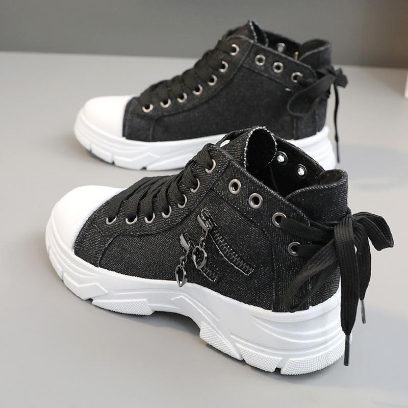 Canvas High Top Women's Shoes for Spring and Summer, Breathable Thick Sole, Height Increasing Casual Shoes, Martin Boots, Sports Shoes