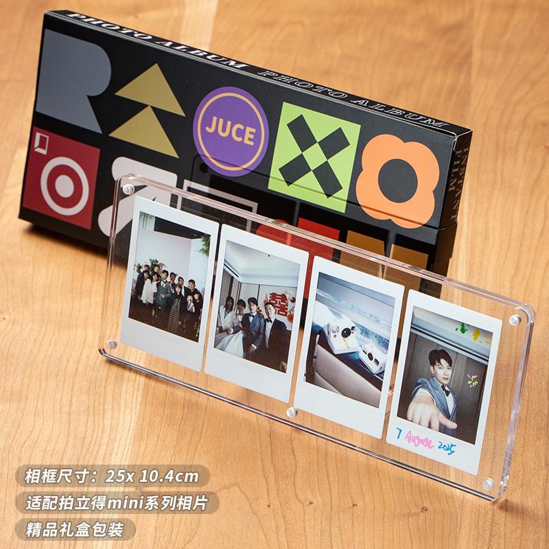 Magnetic Clear Acrylic Display Frame for Instax Polaroid Photos, Kpop Mini Desktop Stand Holder for 3 Inch Small Cards