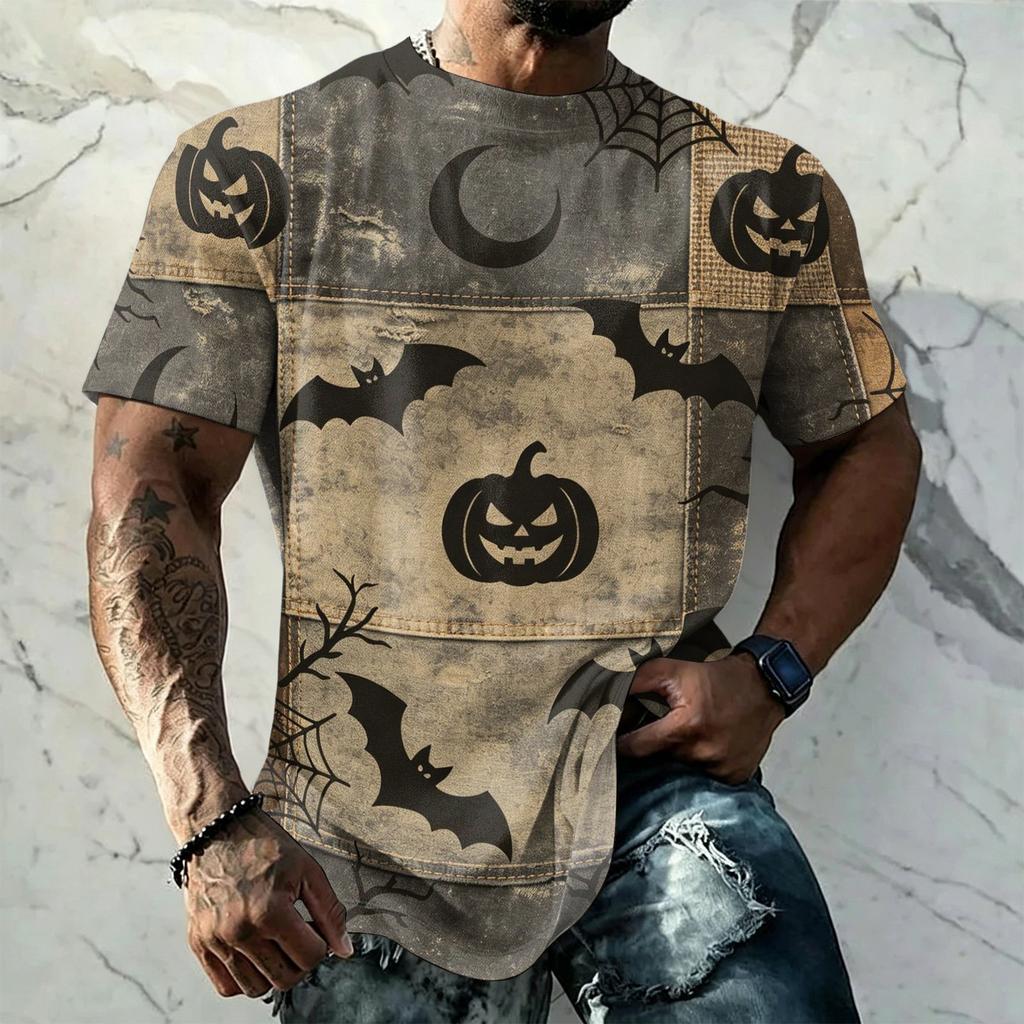 Men's Halloween Vintage Graphic T Shirt Loose Fit Breathable Short Sleeve Casual Streetwear Summer Top Comfortable Daily Wear