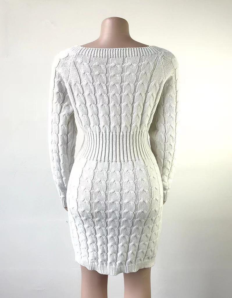Women's Long Pullover Sweater Dress Long-sleeved Slim Clothes