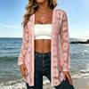 Women's Color V-Neck Long Sleeve Loose Fit Casual Cardigan Sweater for Everyday Wear
