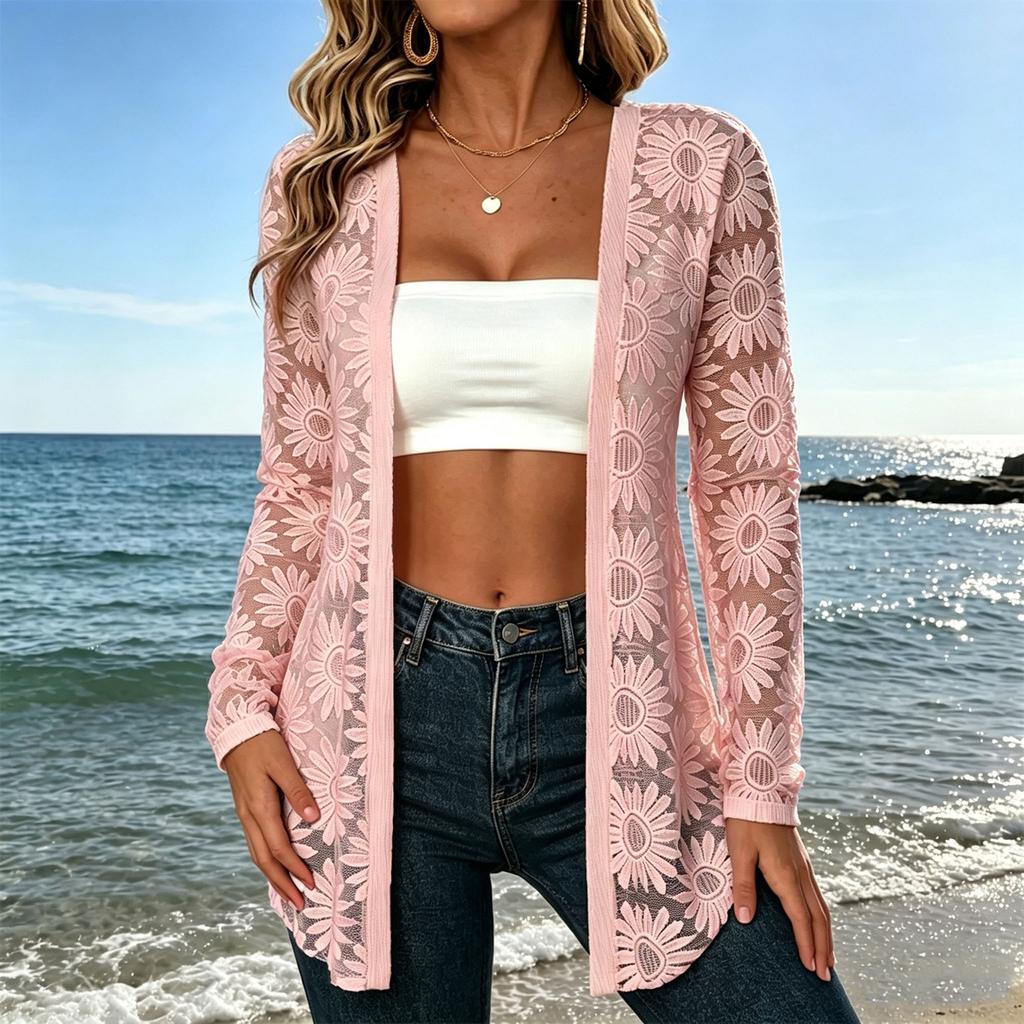 Women's Color V-Neck Long Sleeve Loose Fit Casual Cardigan Sweater for Everyday Wear