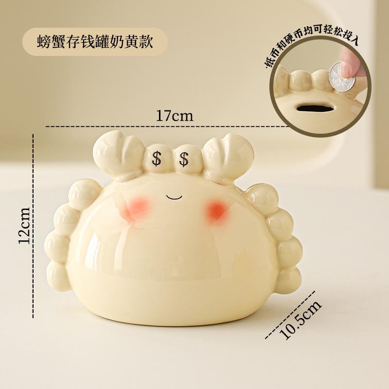 Cartoon Crab Piggy Bank Crab Ornament Storage Jar Animal Model Decoration Sculpture Displaying Statues Birthday Gift Figurines
