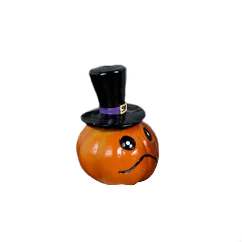 Horror Theme Resins Crafts Smiling Pumpkin Figurine For Halloween Shelf Decors HX6C