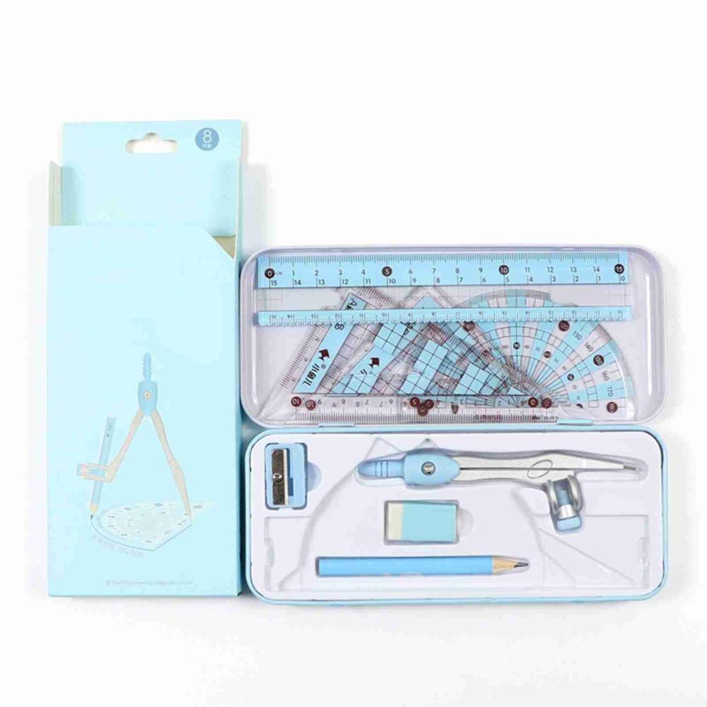 Blue/Pink Compass Ruler Set 160 * 65mm Tool Set Durable Geometry Drawing Kit Math Learning